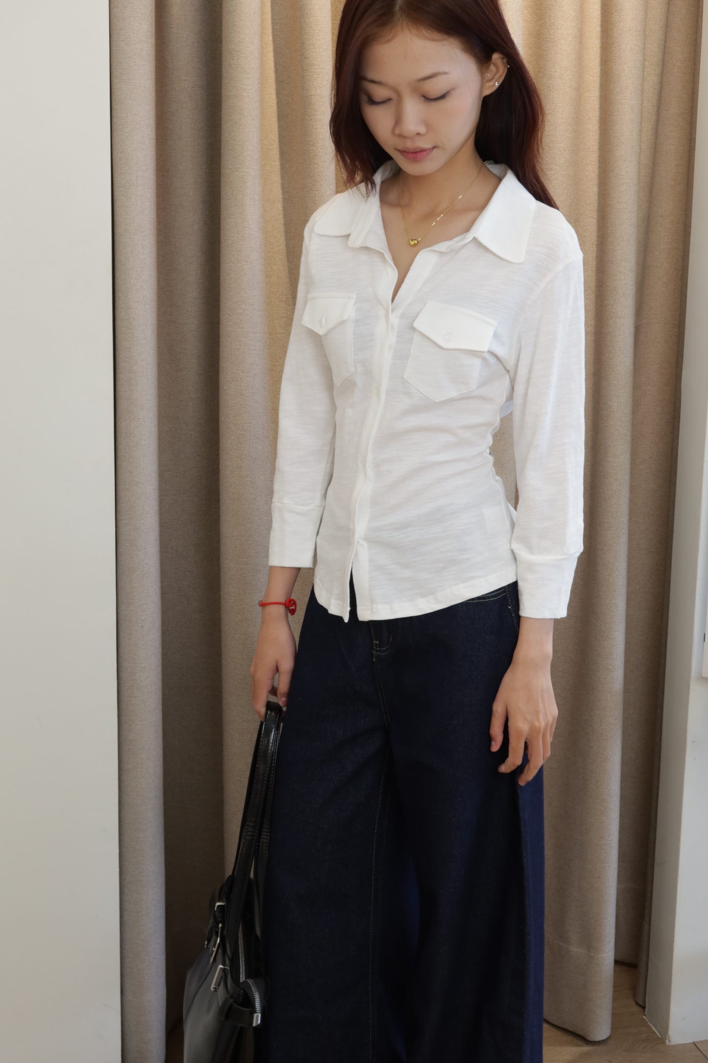 CC POCKET LONG SLEEVE BLOUSE