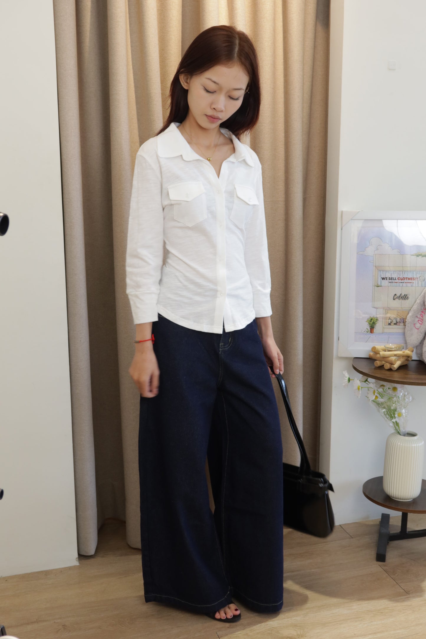 CC POCKET LONG SLEEVE BLOUSE