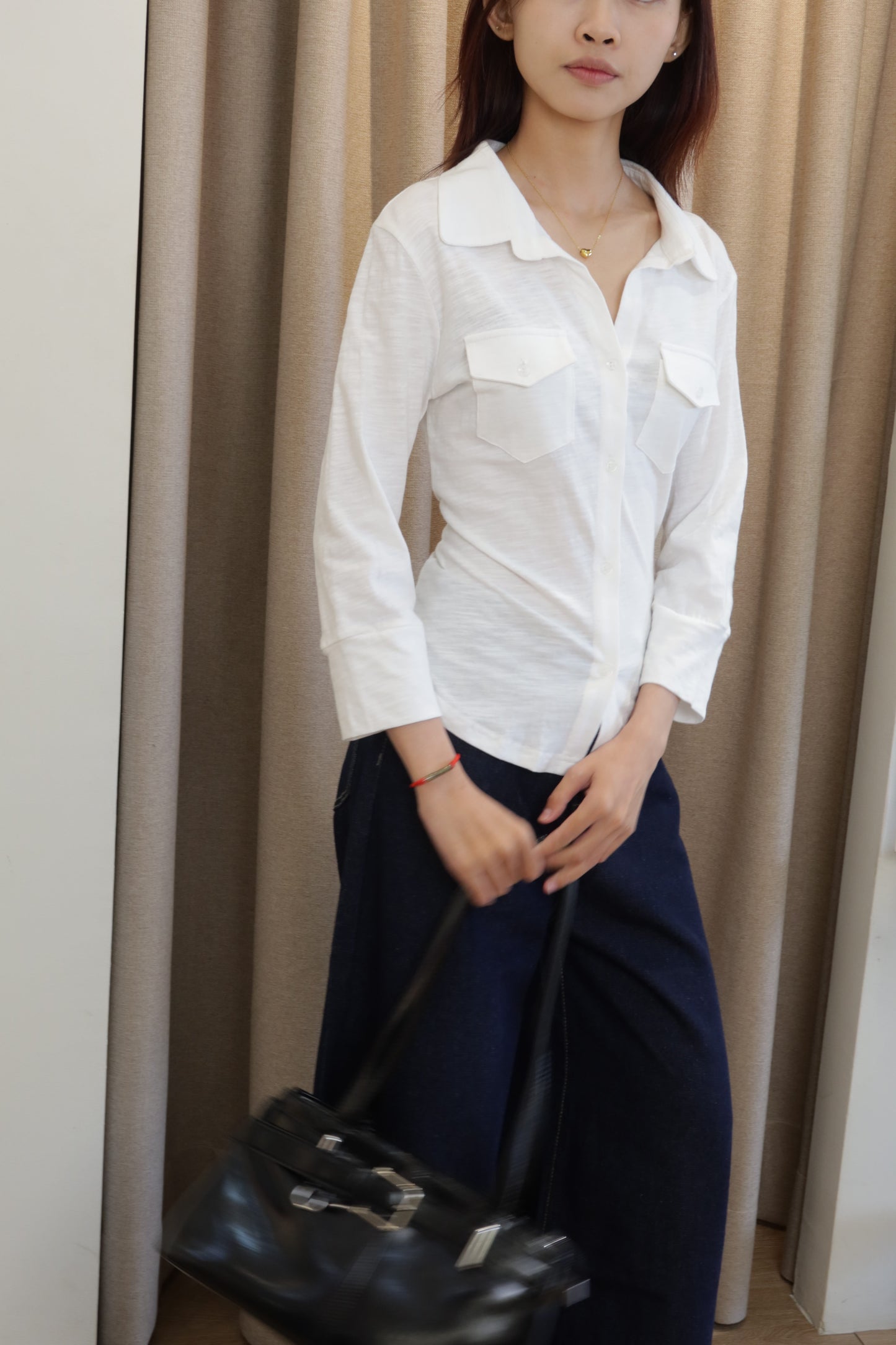 CC POCKET LONG SLEEVE BLOUSE