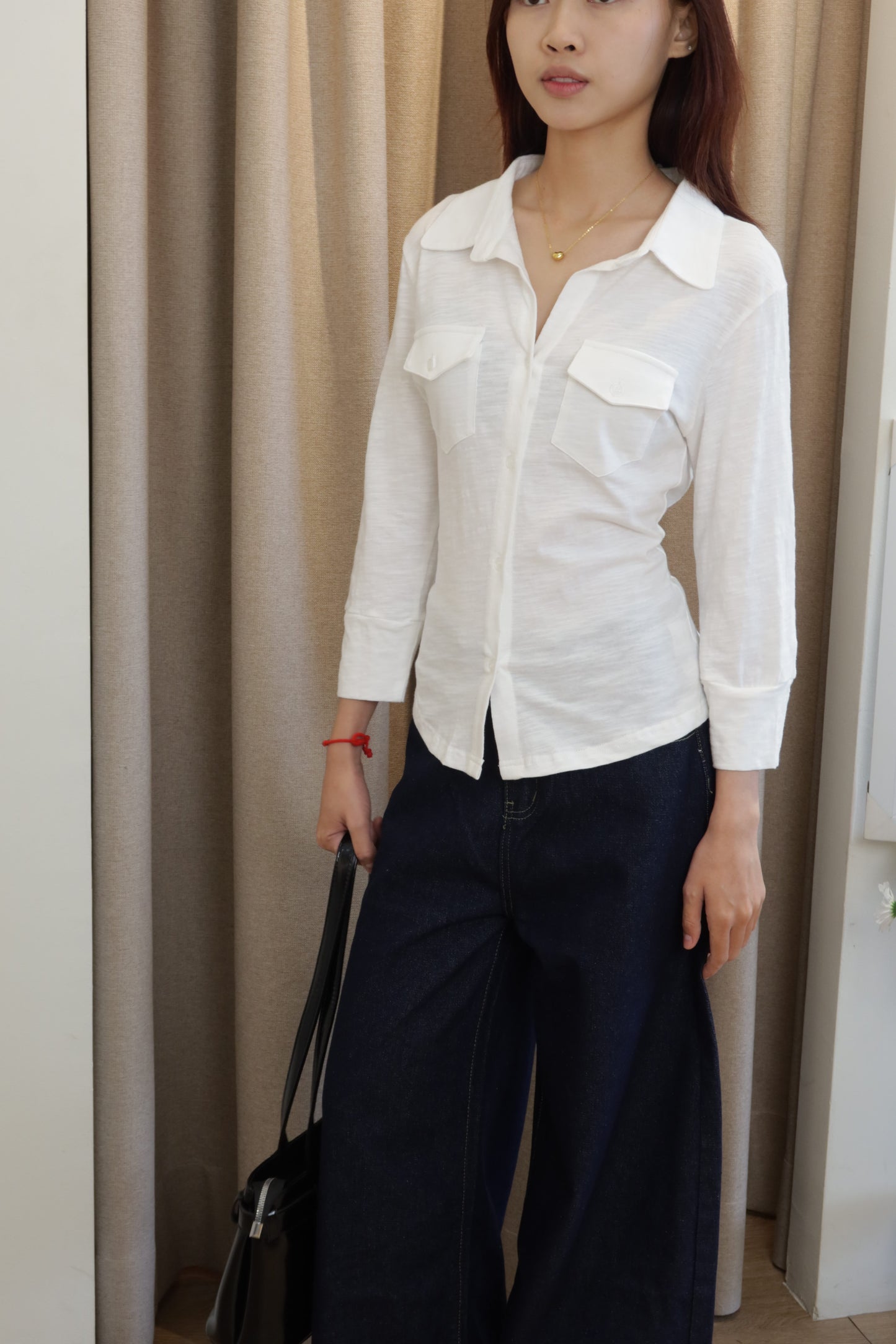 CC POCKET LONG SLEEVE BLOUSE