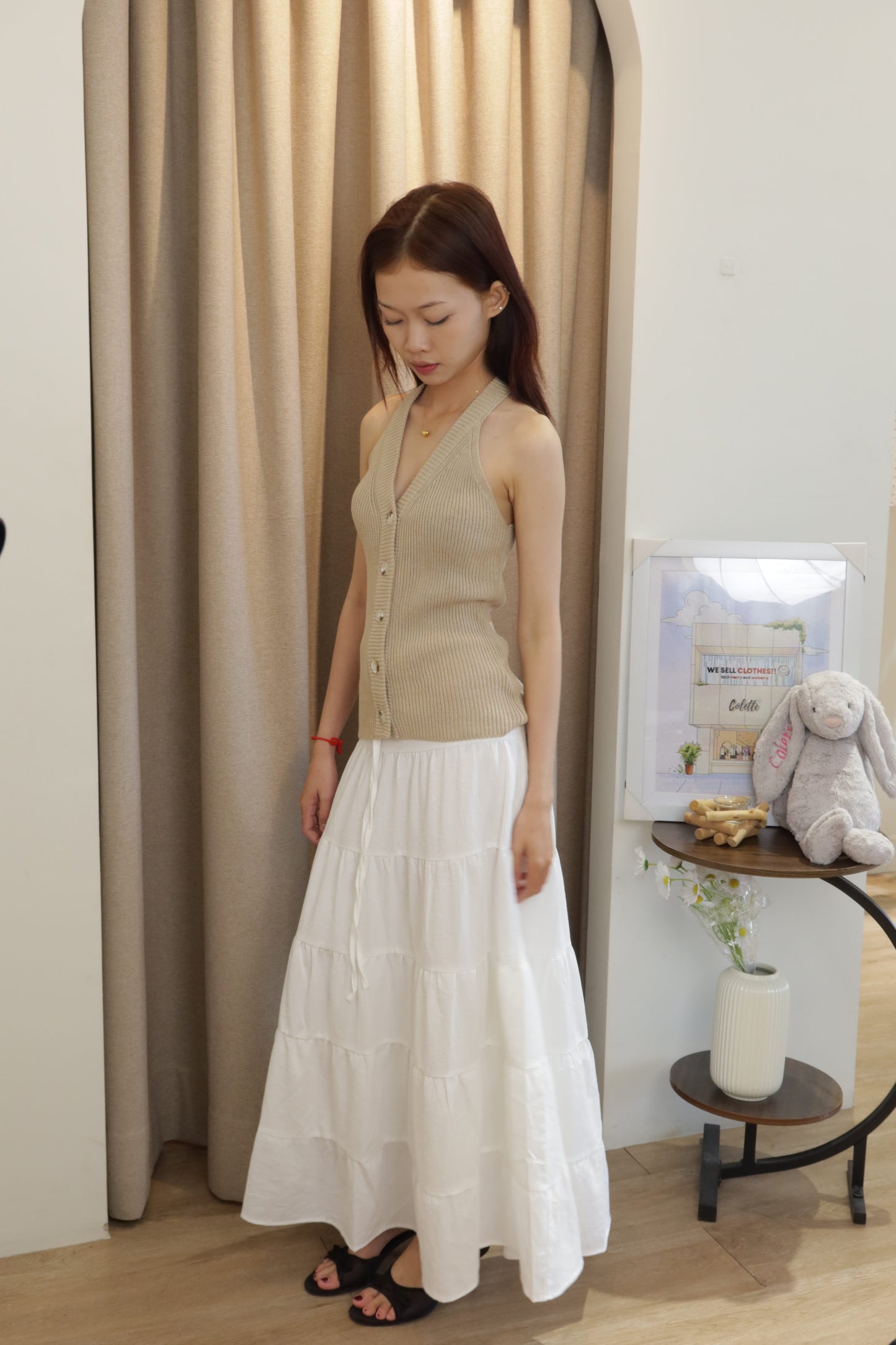 Brown knitted halter top