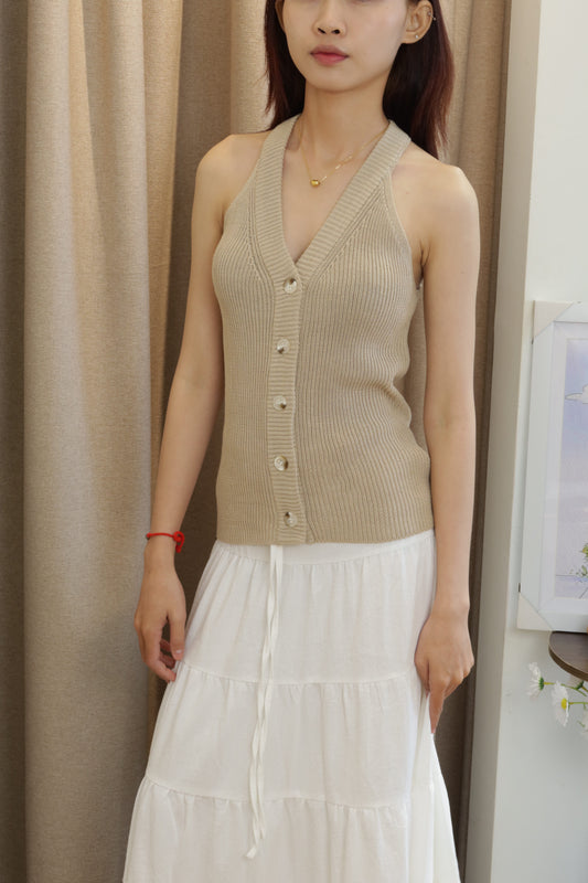 Brown knitted halter top
