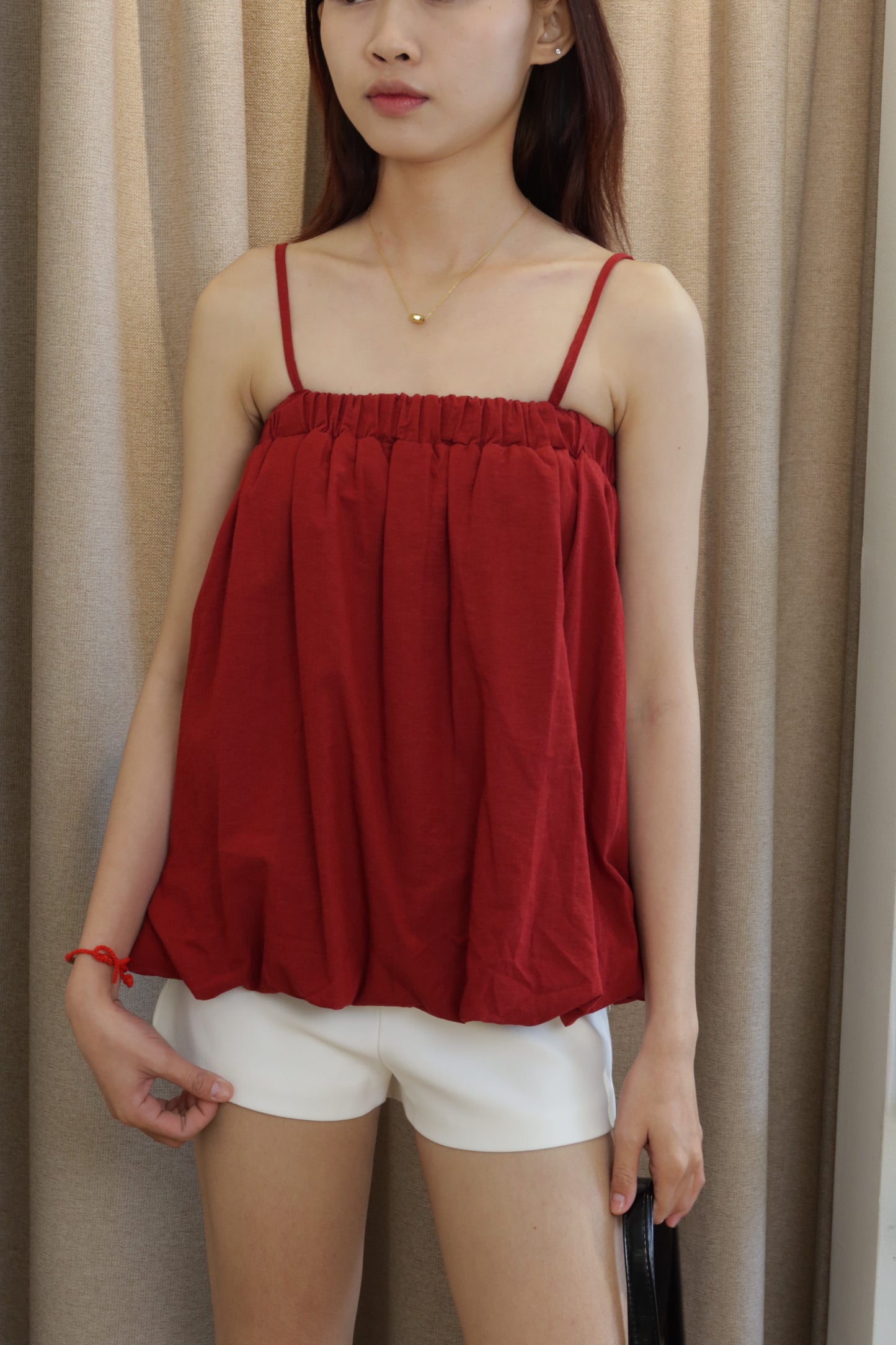Red flowy top