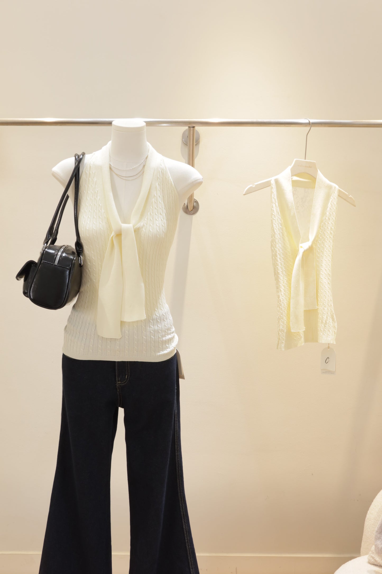 Knitted polo lace top