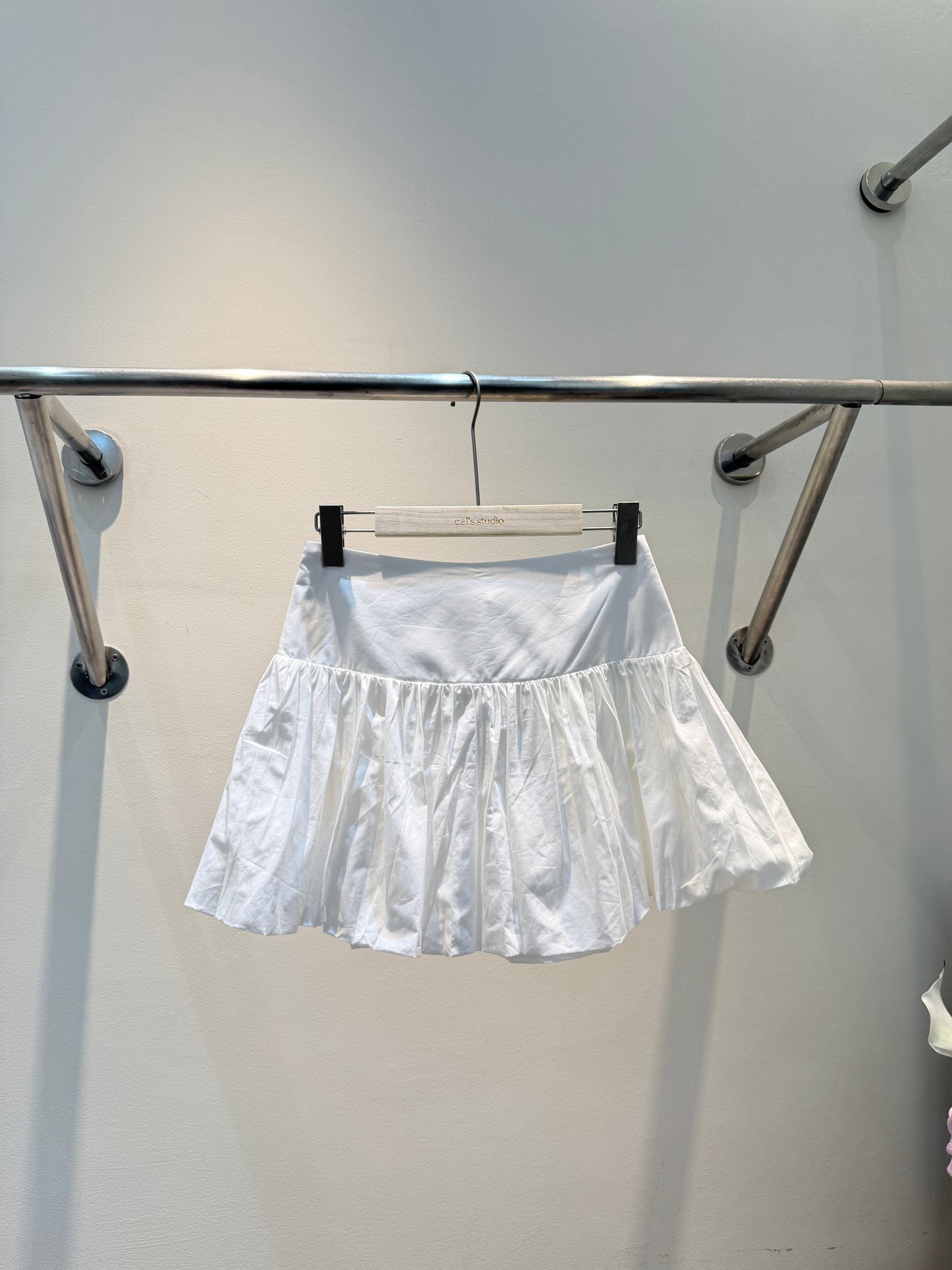 All white mini skirt