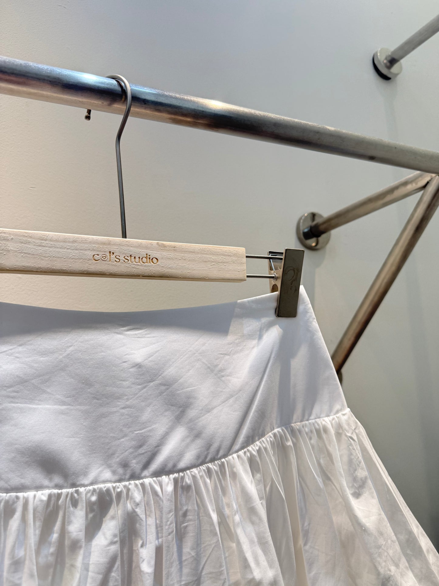 All white mini skirt