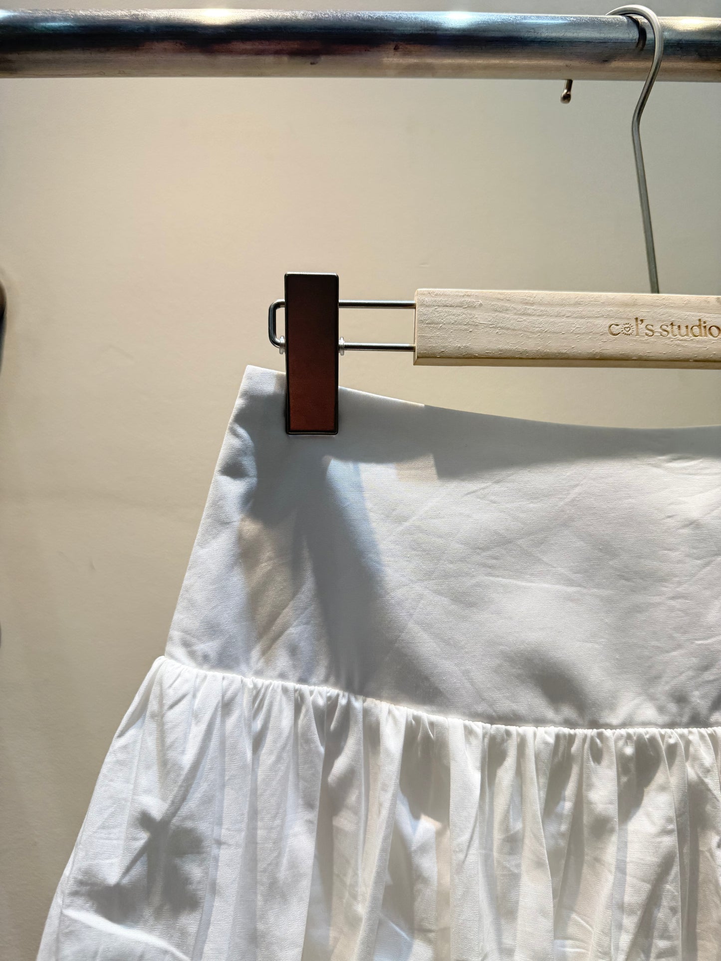 All white mini skirt