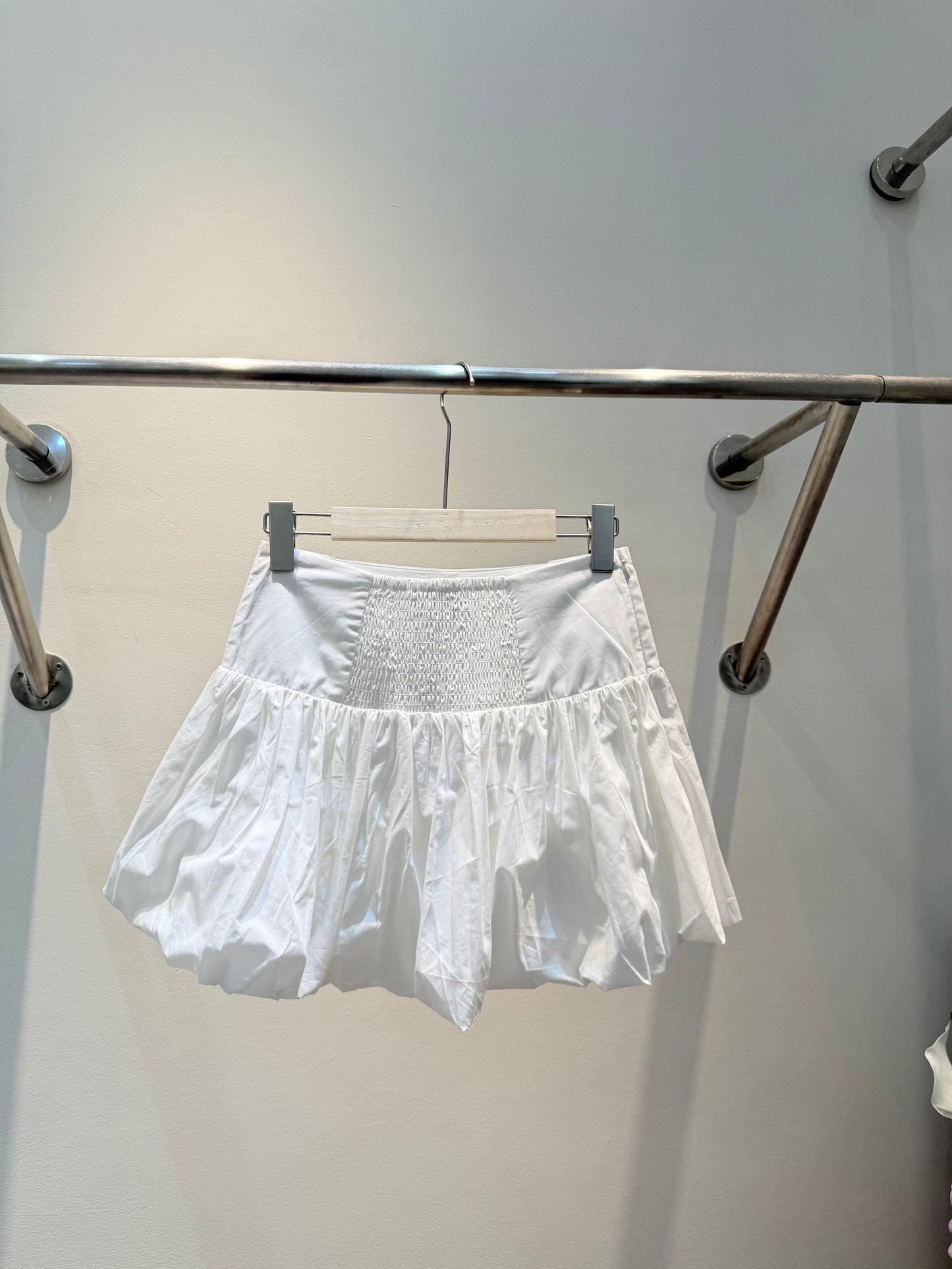 All white mini skirt