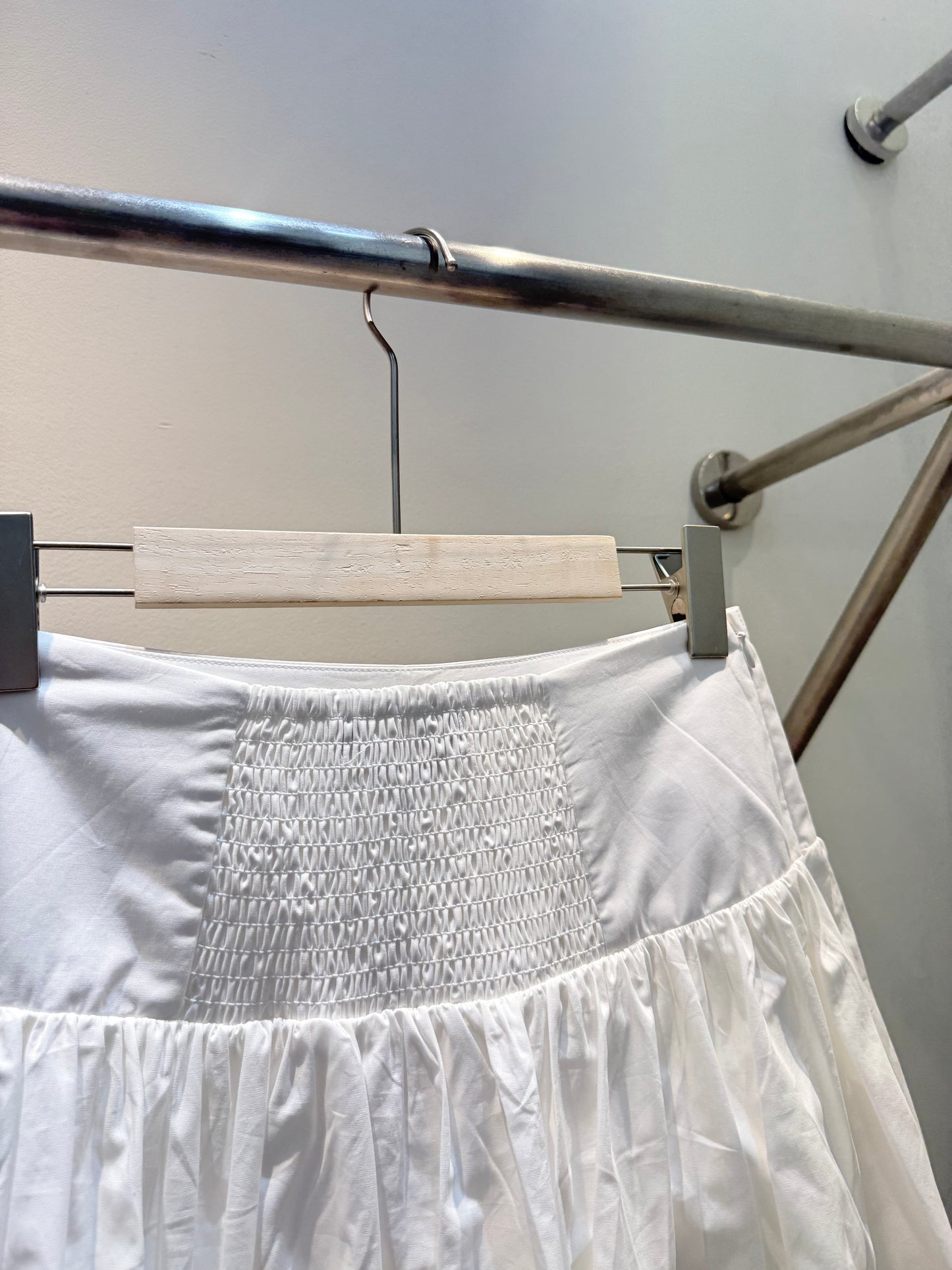 All white mini skirt