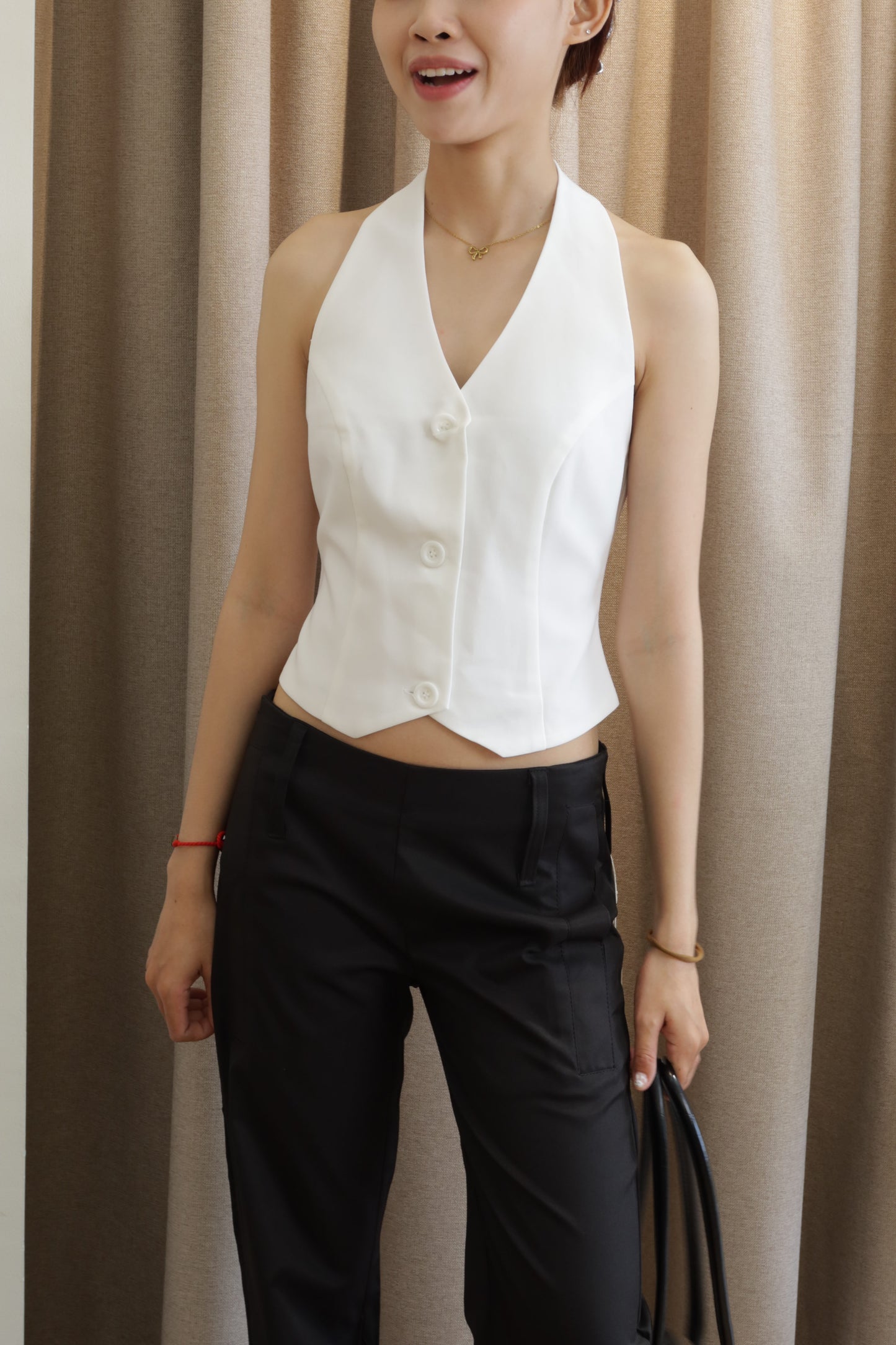 cropped sleeveless vest