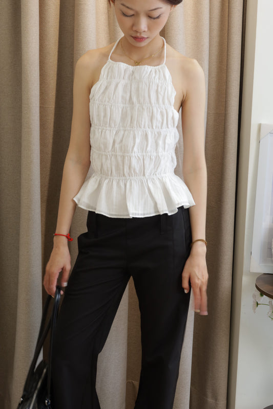Runched flowy white top