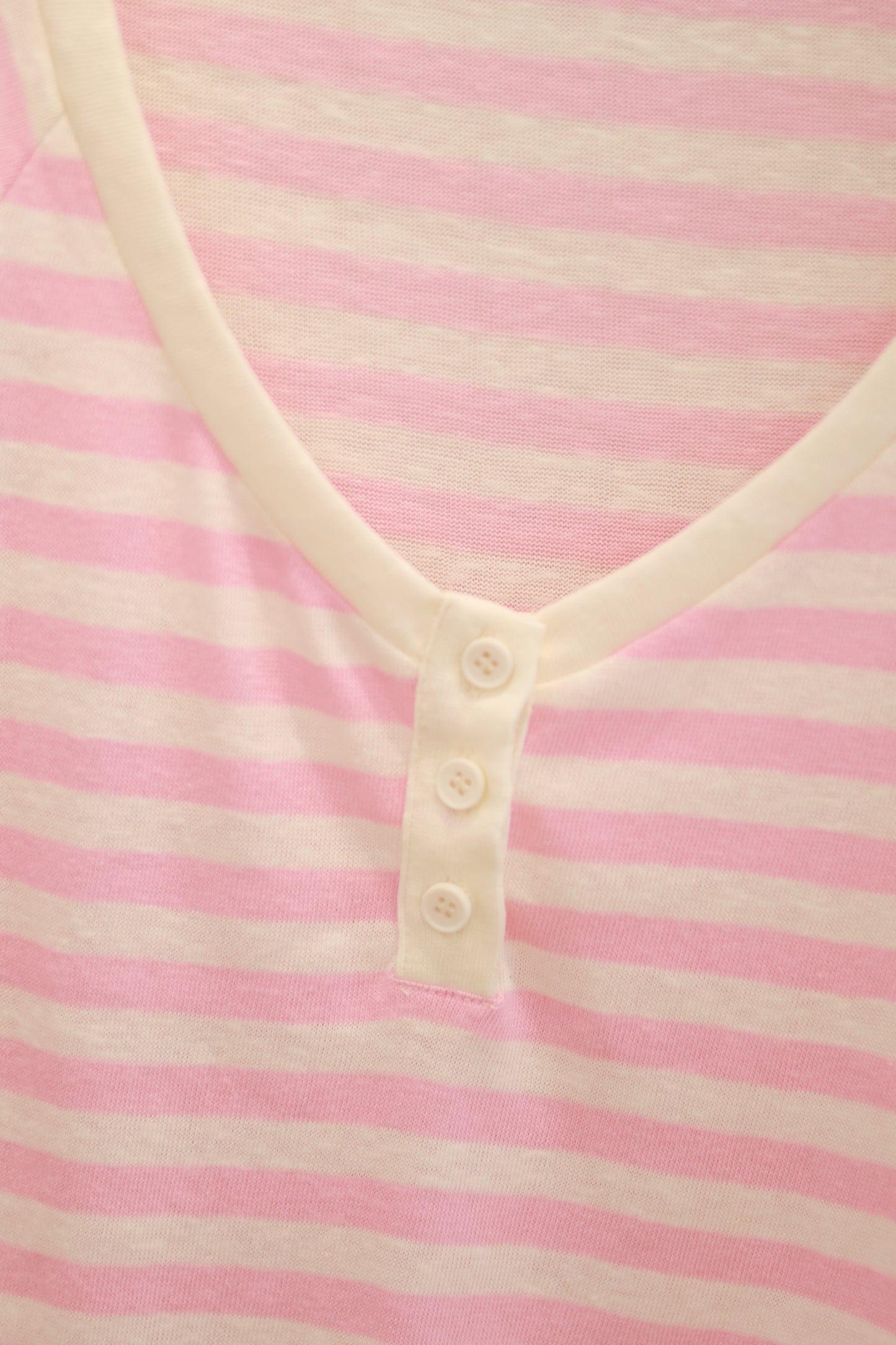 AUD V-Neck Striped Short Sleeve Top - Pink