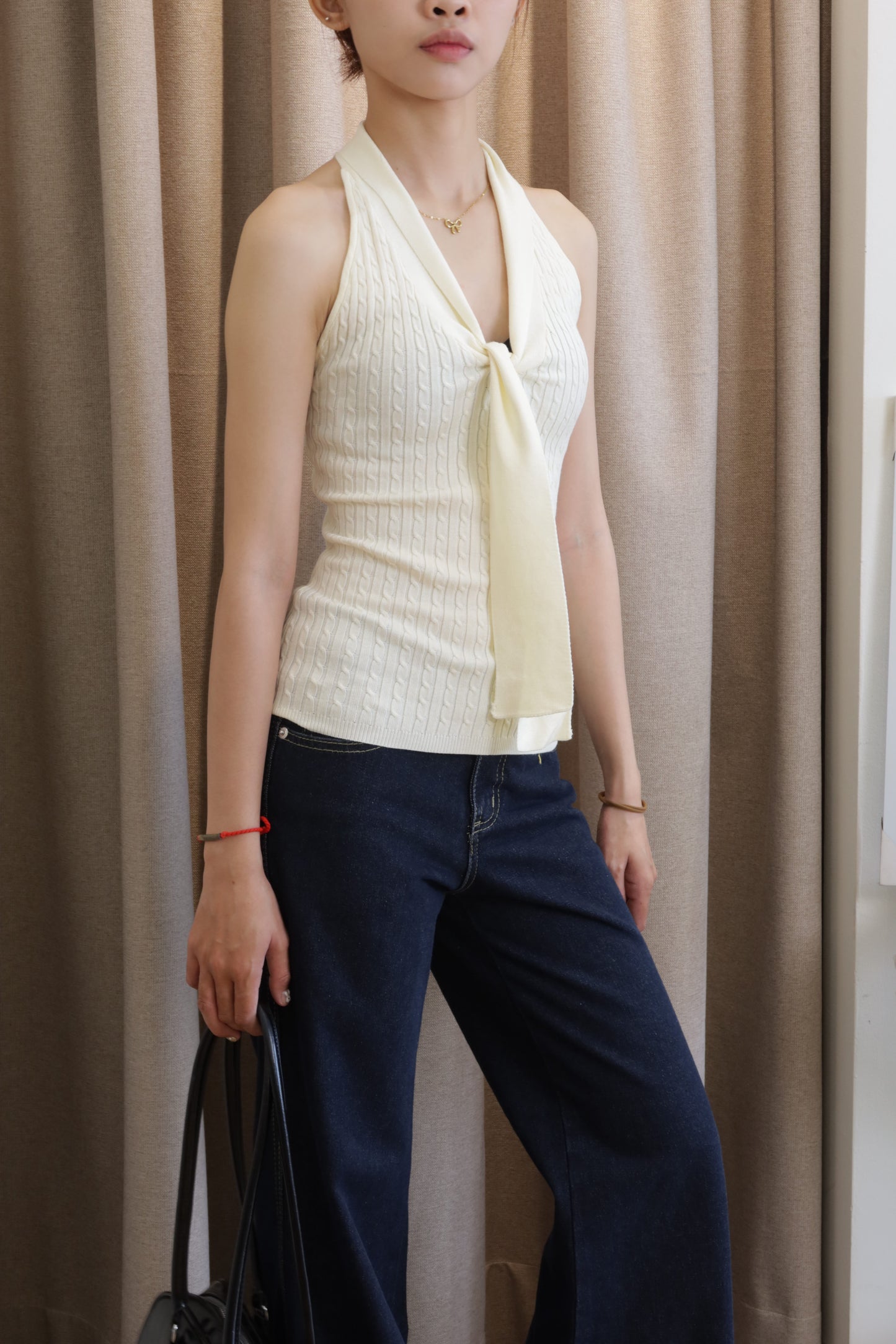 Knitted polo lace top