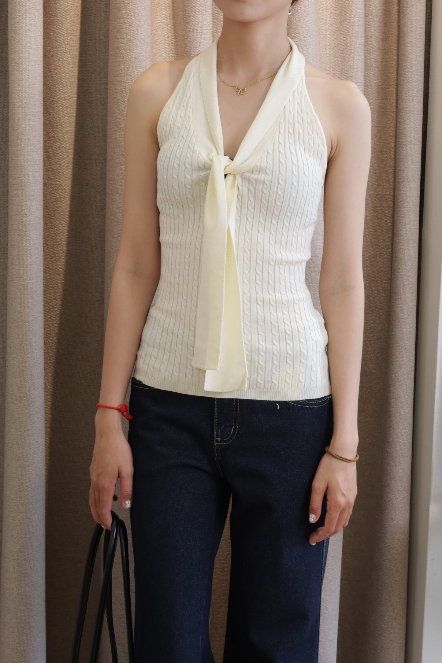 Knitted polo lace top