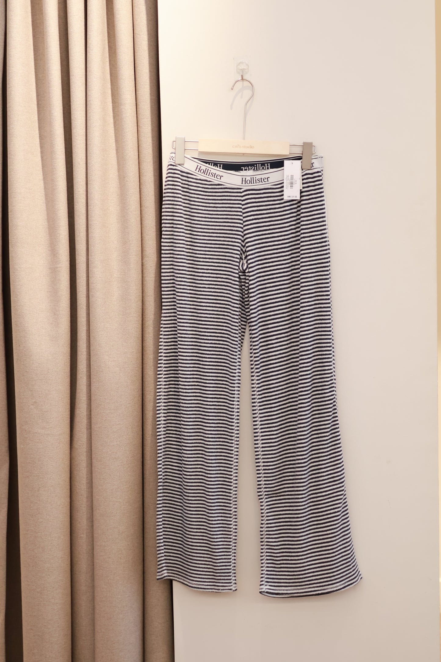 HOLLISTER Logo Striped Lounge Pants - Navy Blue Stripe