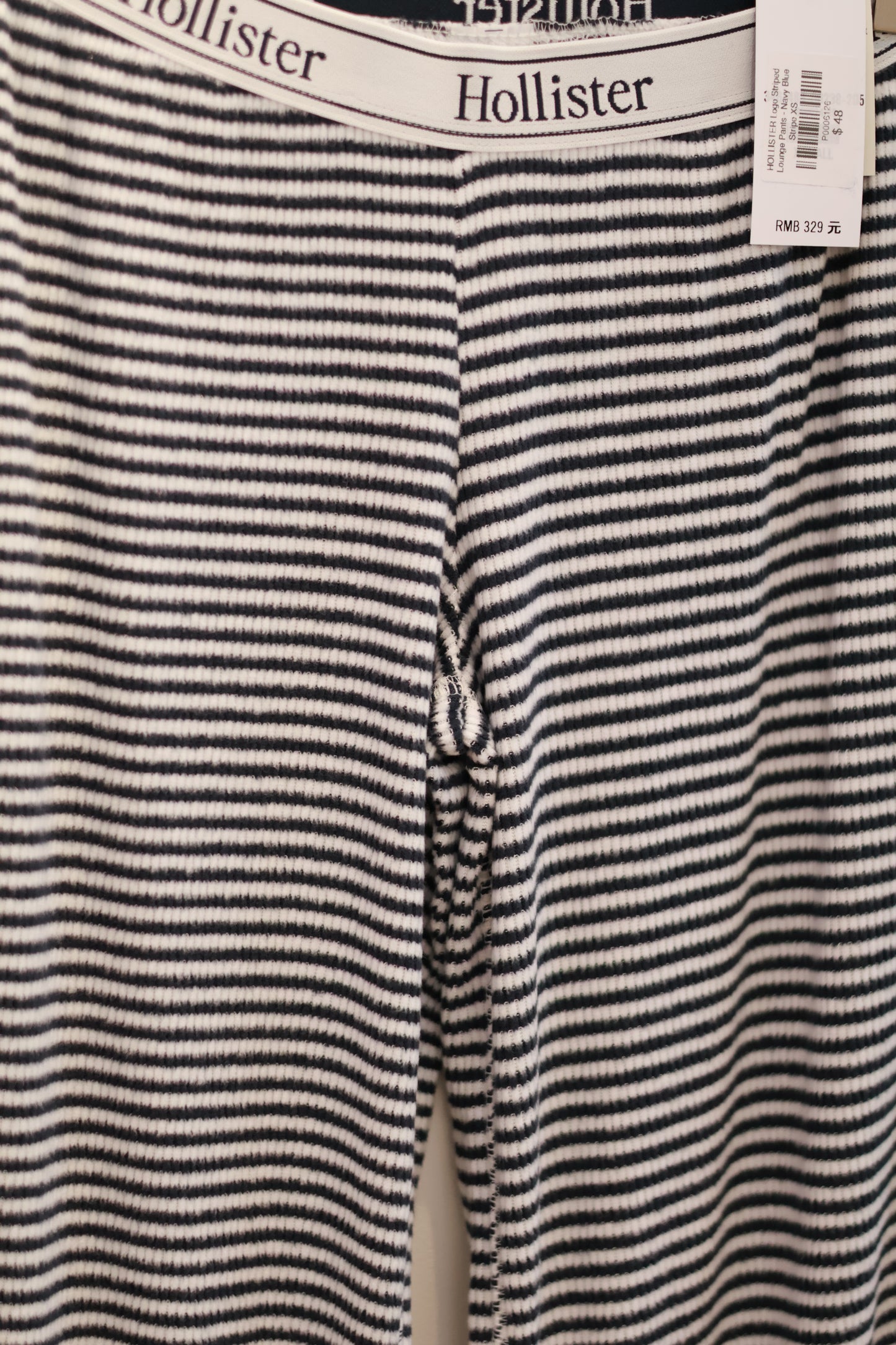 HOLLISTER Logo Striped Lounge Pants - Navy Blue Stripe