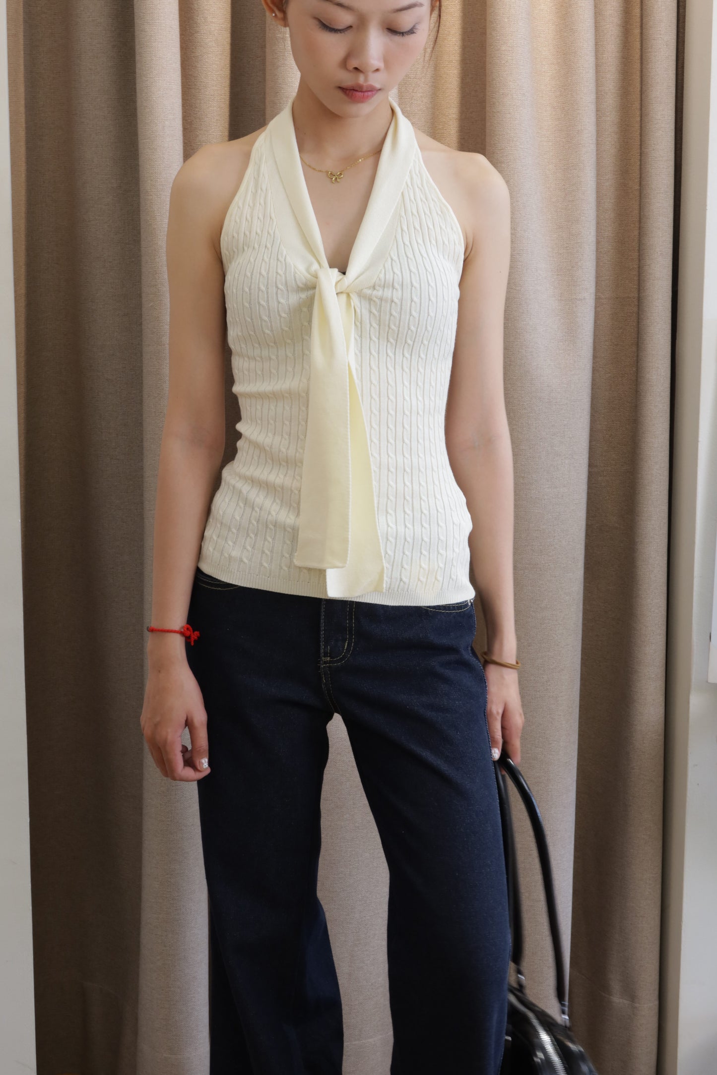 Knitted polo lace top