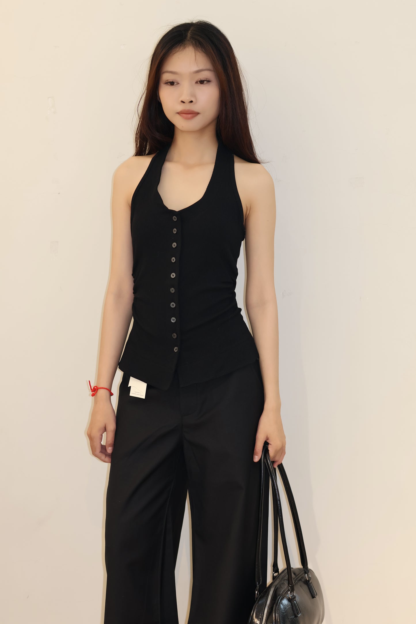 buttons run down halter top