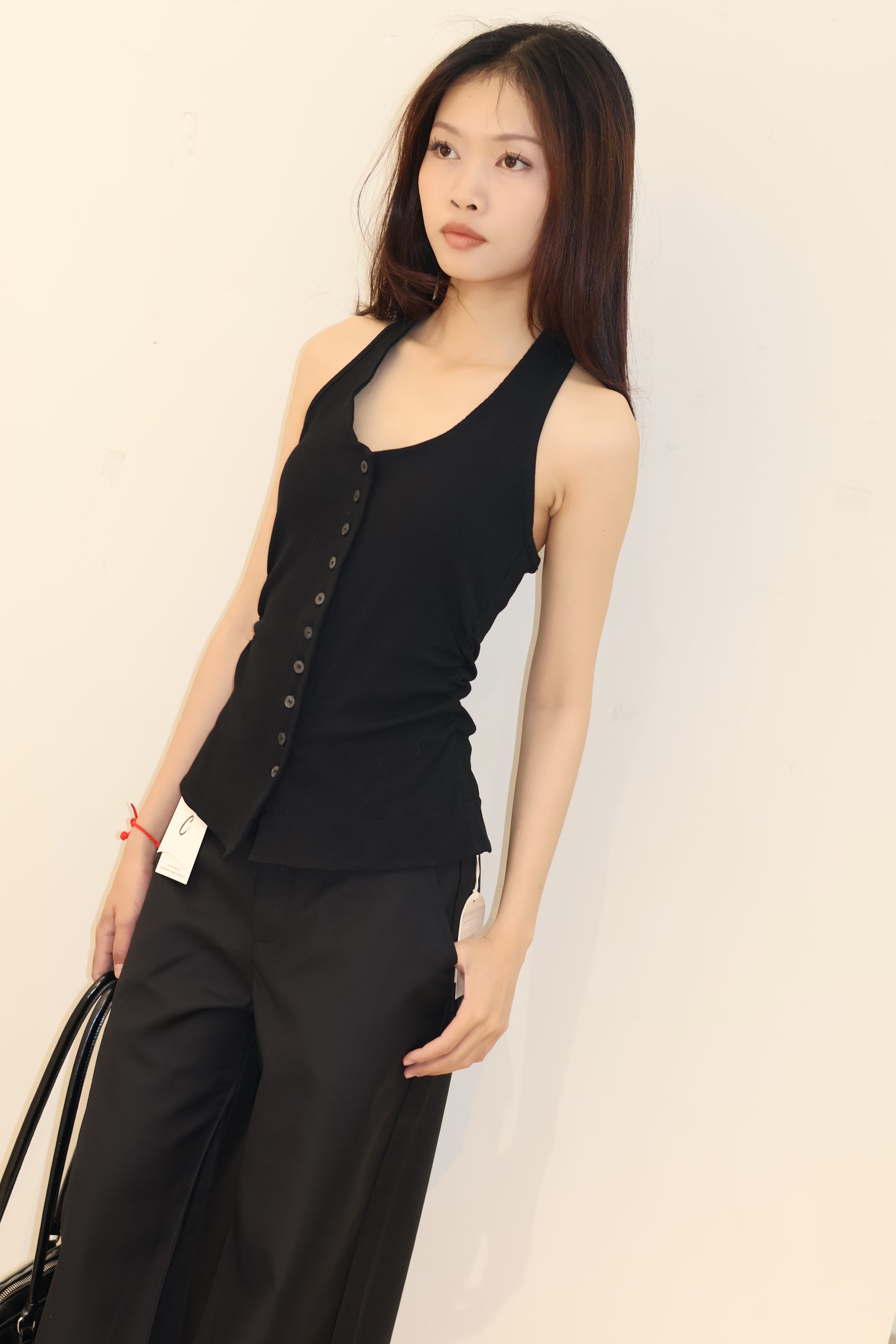 buttons run down halter top