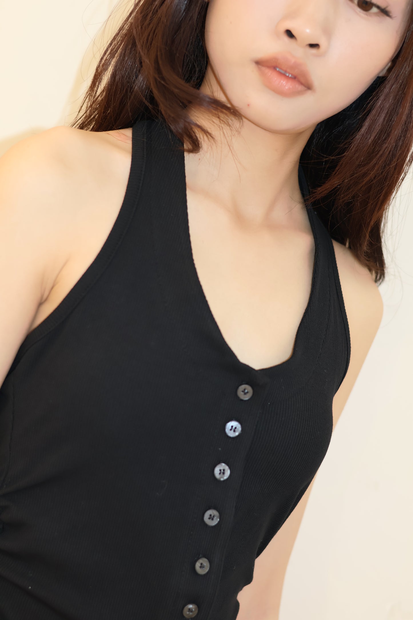buttons run down halter top