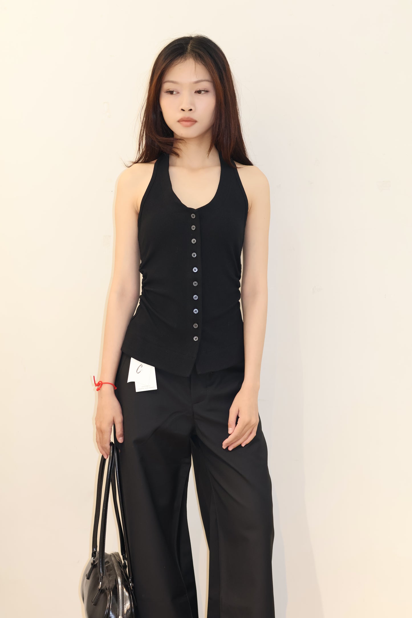 buttons run down halter top