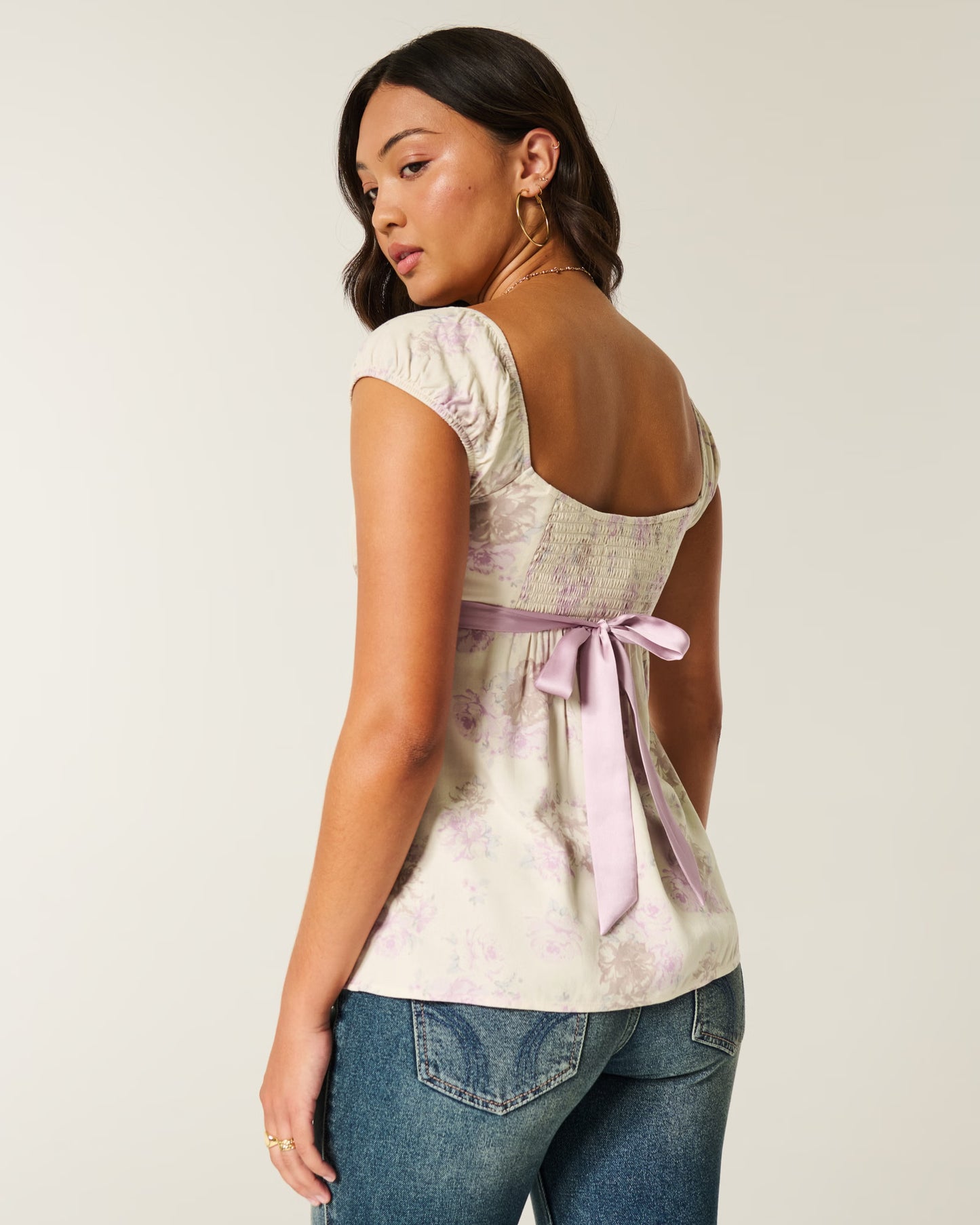 HOLLISTER Easy Satin Tie Babydoll Top