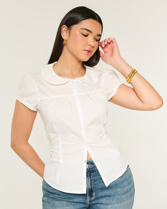 HOLLISTER Stretch Poplin Button Front Shirt