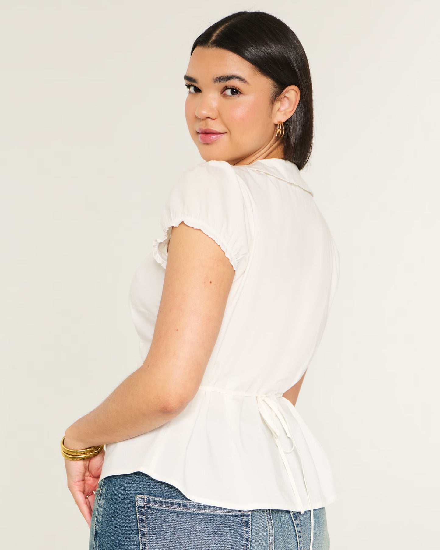 HOLLISTER Stretch Poplin Button Front Shirt