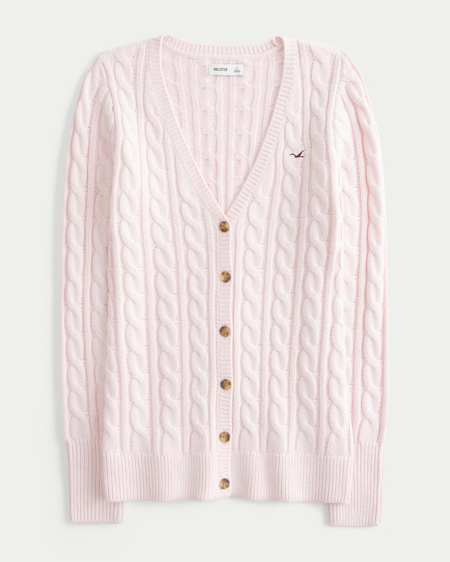 HOLLISTER Cable Knit Icon V-Neck Cardigan — Light Lilac