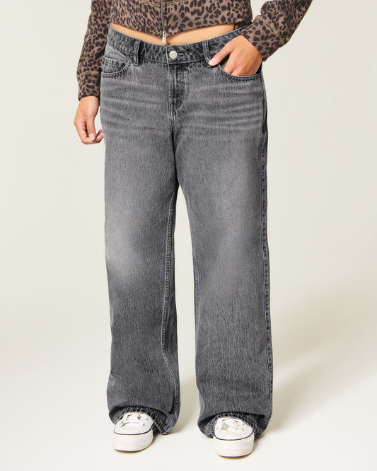 HOLLISTER Low-Rise Grey Baggy Jeans 26W