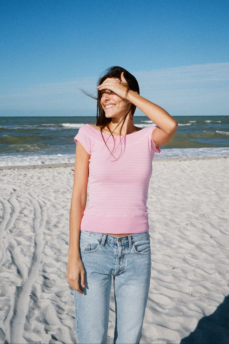 BRANDY Ginny Striped Top - Pink