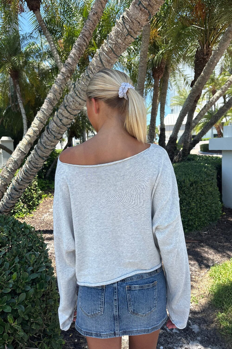 BRANDY MELVILLE Cameron Cropped Sweater- LIGHT GRAY