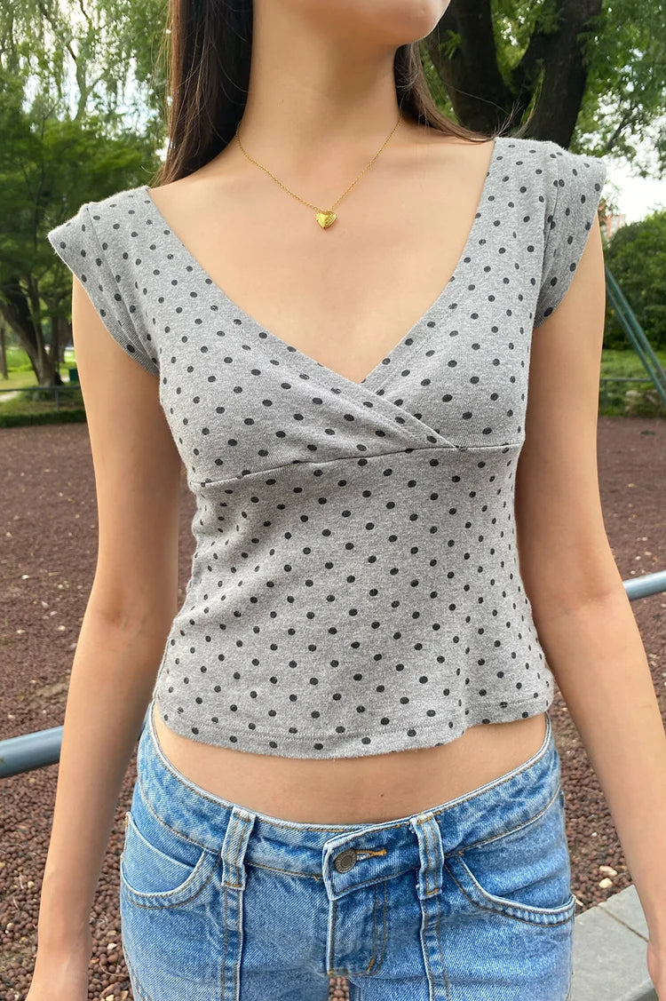 BRANDY Amara Polka Dots Tank  -GRAY