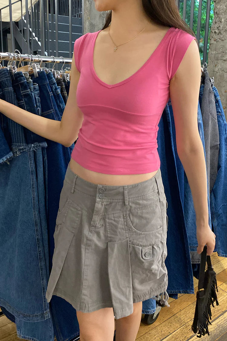 BRANDY Amara short sleeve Tank - Peach Pink