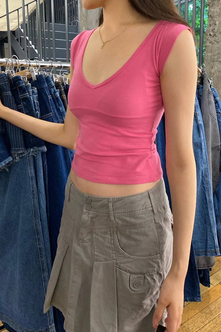 BRANDY Amara short sleeve Tank - Peach Pink