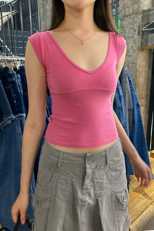 BRANDY Amara short sleeve Tank - Peach Pink