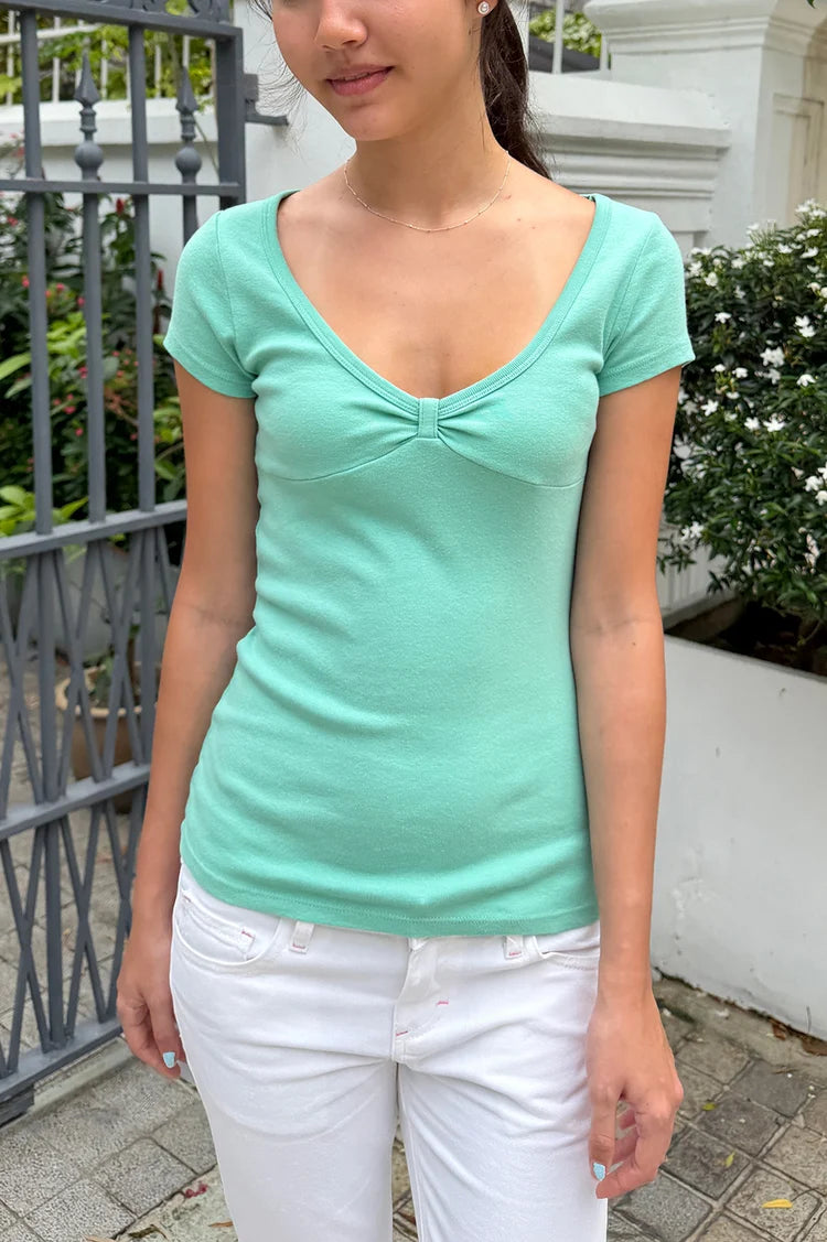 BRANDY Amara bow Top - Ice Green