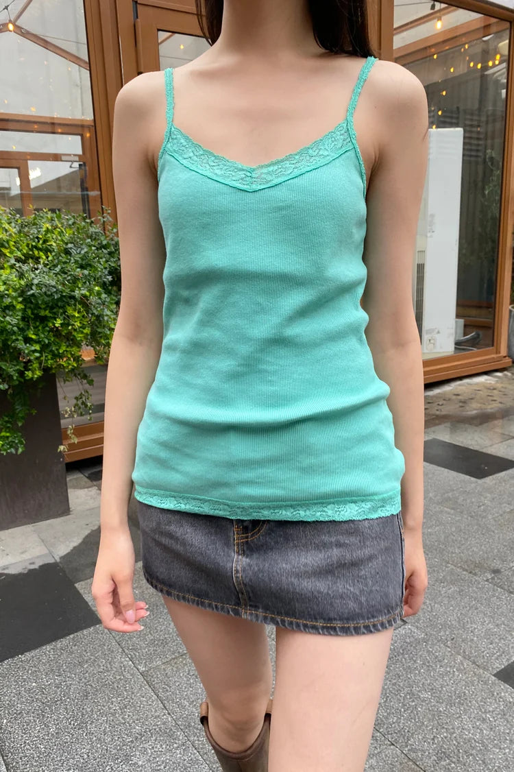 BRANDY Amara lace tank top- TEAL