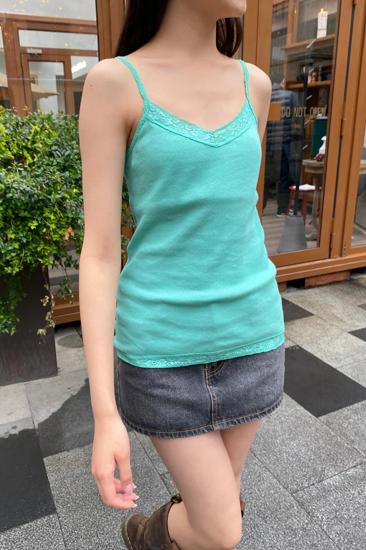 BRANDY Amara lace tank top- TEAL