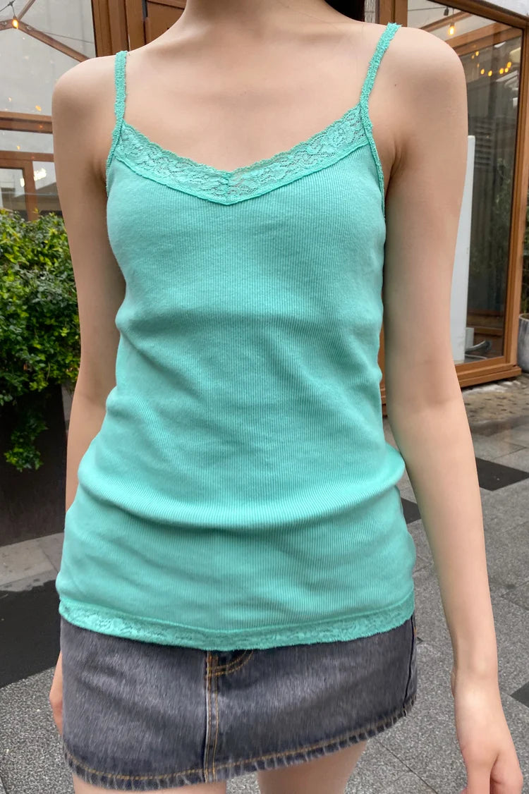 BRANDY Amara lace tank top- TEAL