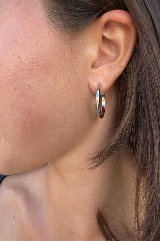BRANDY HOOP EARRINGS- DARK GRAY