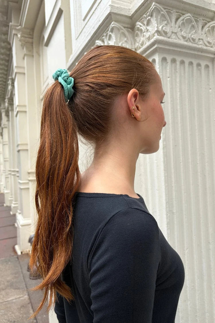 BRANDY STRIPED SCRUNCHIE  -TEAL