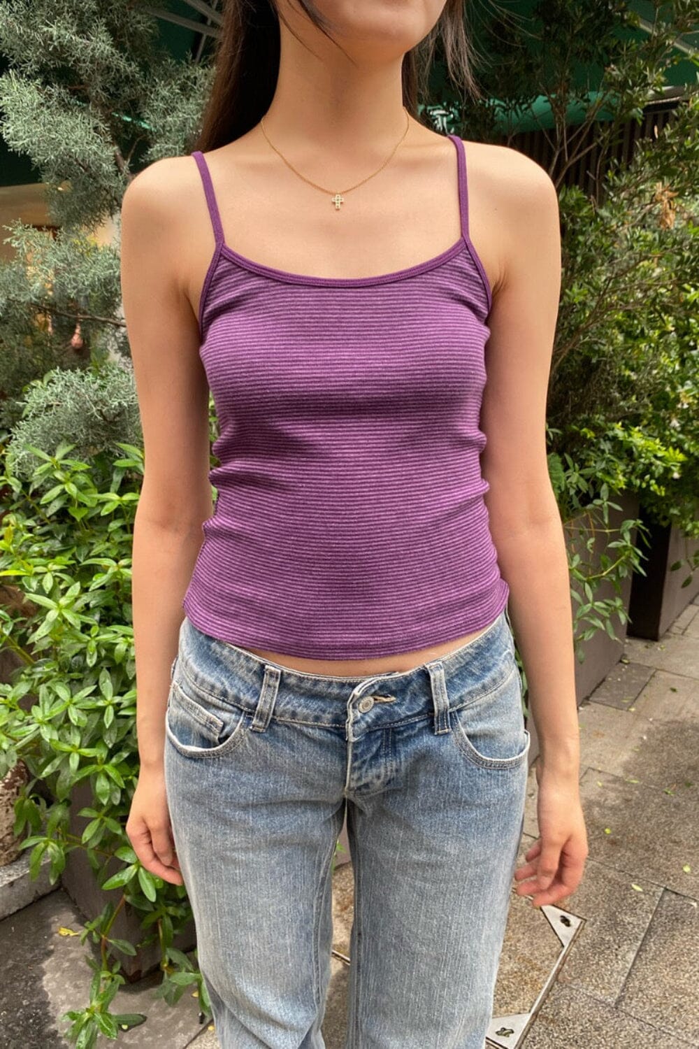 BRANDY Skylar Striped Tank - Dark Purple
