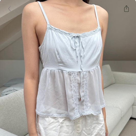 BRANDY Holly Lace Top- BABY BLUE