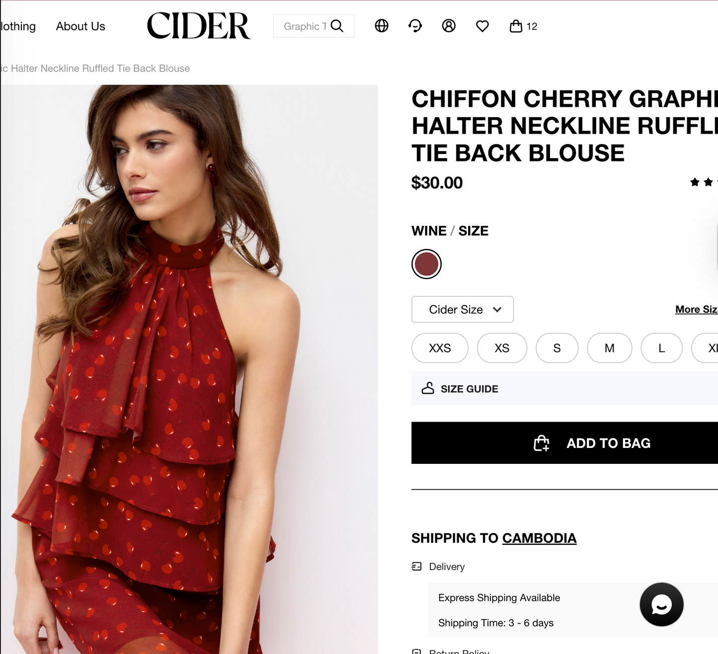 CIDER CHIFFON CHERRY TOP
