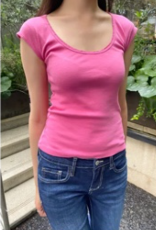 BRANDY Lesley Scalloped Trip Top - Rose Red