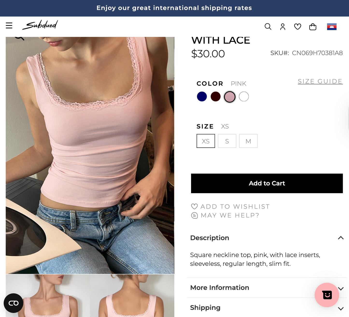 SUBDUED LACE TANK TOP