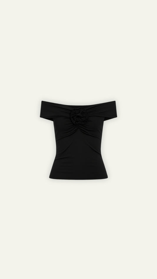 Black rose off shoulder top