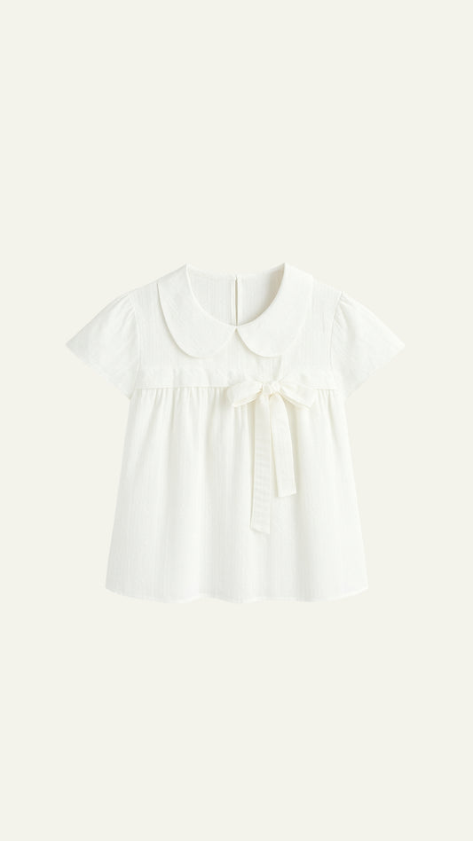 WHITE COLLAR TIED BLOUSE