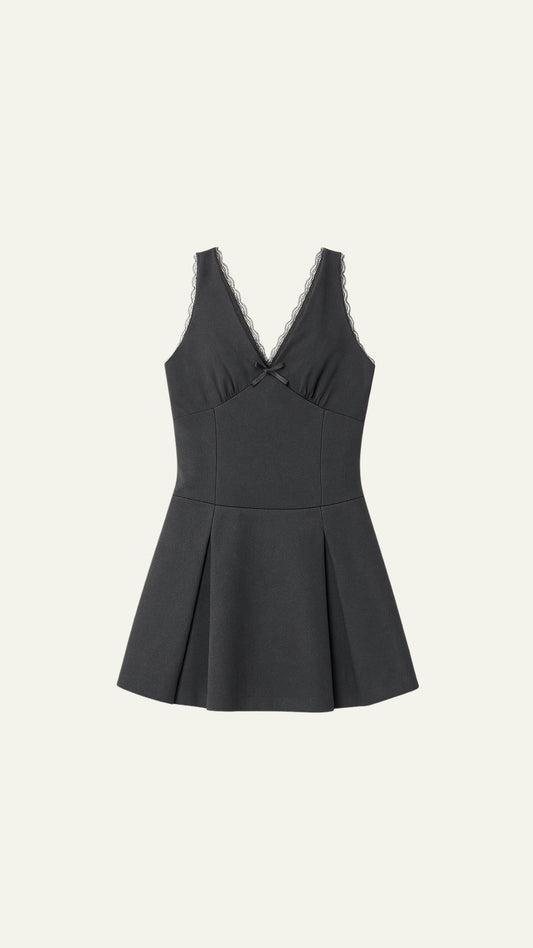 V CUT GRAY DRESS